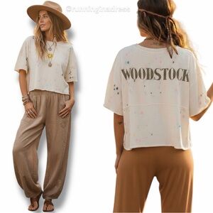 NWT Spirit Jersey Retro Woodstock Smiley Face Flower Tie-dye Boxy Tee